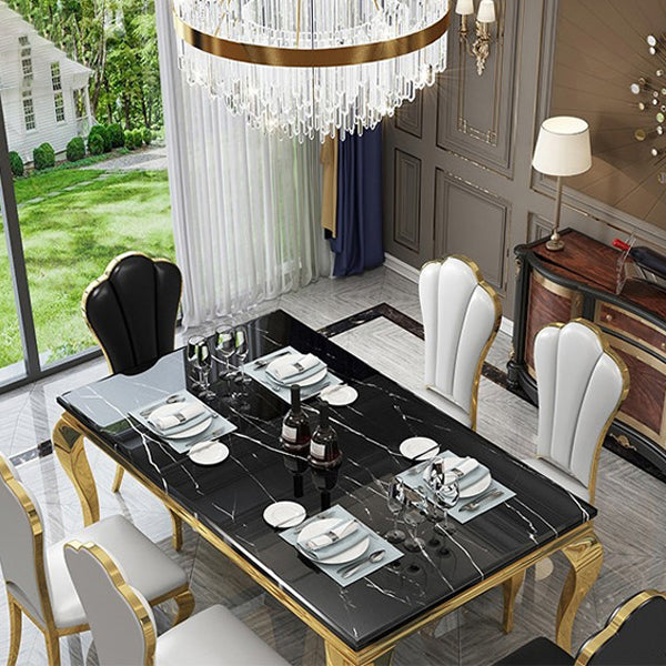 Traditional Luxury Dining Table Rectangle Metal Gold Tripod Dining Table Clearhalo 'Dining Tables & Seating' 'Dining Tables' 'dining_table' 'furn' 'furn_dining_table' 'Furniture' 'furniture_dining_table' 'Kitchen & Dining Furniture' 'kitchen' 'kitchen_dining_table' 4928196