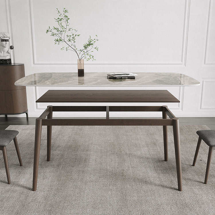 Mid-Century Modern Dining Table Rectangle Stone Top 4 Legs Dining Site Table Clearhalo 'Dining Tables & Seating' 'Dining Tables' 'dining_table' 'furn' 'furn_dining_table' 'Furniture' 'furniture_dining_table' 'Kitchen & Dining Furniture' 'kitchen' 'kitchen_dining_table' 4928210