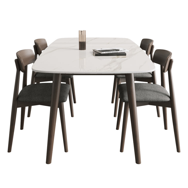 Mid-Century Modern Dining Table Rectangle Stone Top 4 Legs Dining Site Table White Without Chairs Clearhalo 'Dining Tables & Seating' 'Dining Tables' 'dining_table' 'furn' 'furn_dining_table' 'Furniture' 'furniture_dining_table' 'Kitchen & Dining Furniture' 'kitchen' 'kitchen_dining_table' 4928211