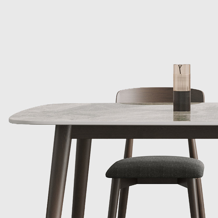 Mid-Century Modern Dining Table Rectangle Stone Top 4 Legs Dining Site Table Clearhalo 'Dining Tables & Seating' 'Dining Tables' 'dining_table' 'furn' 'furn_dining_table' 'Furniture' 'furniture_dining_table' 'Kitchen & Dining Furniture' 'kitchen' 'kitchen_dining_table' 4928213