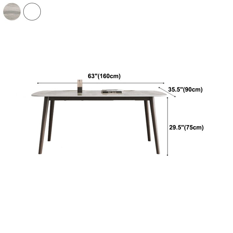 Mid-Century Modern Dining Table Rectangle Stone Top 4 Legs Dining Site Table Clearhalo 'Dining Tables & Seating' 'Dining Tables' 'dining_table' 'furn' 'furn_dining_table' 'Furniture' 'furniture_dining_table' 'Kitchen & Dining Furniture' 'kitchen' 'kitchen_dining_table' 4928219