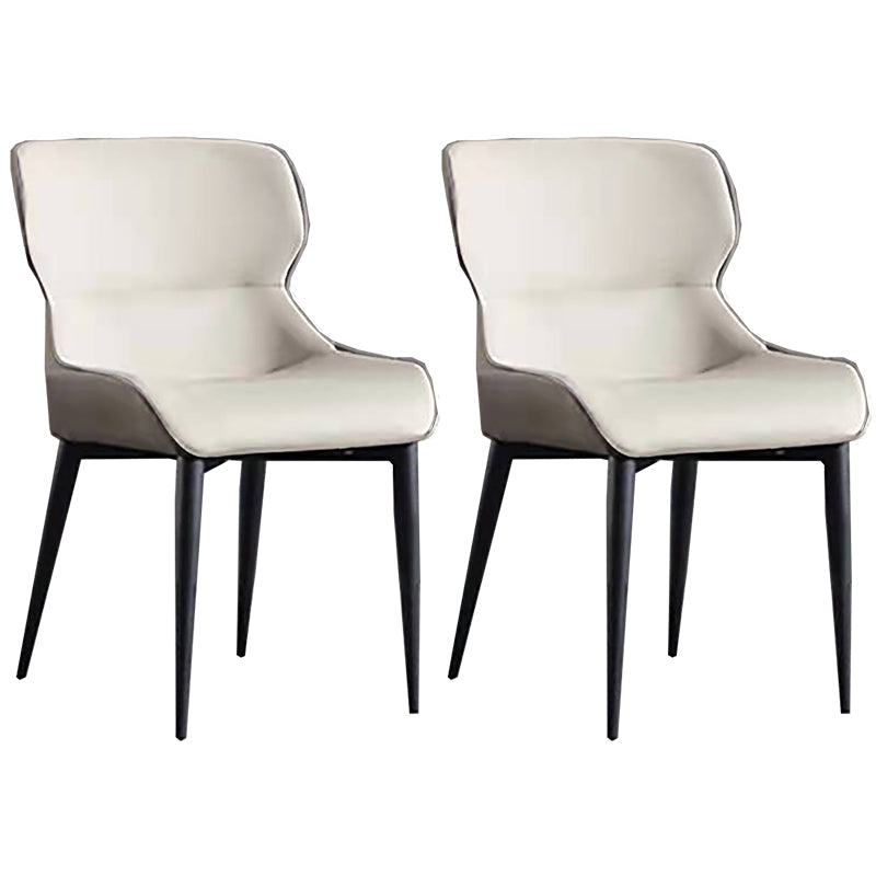 Industrial Design Arm Wingback Side Chair Faux Leather Dining Chairs Off-White 2 Piece Set Clearhalo 'Dining Chairs' 'Dining Tables & Seating' 'dining_chair' 'furn' 'furn_dining_chair' 'Furniture' 'furniture_dining_chair' 'Kitchen & Dining Furniture' 4928223