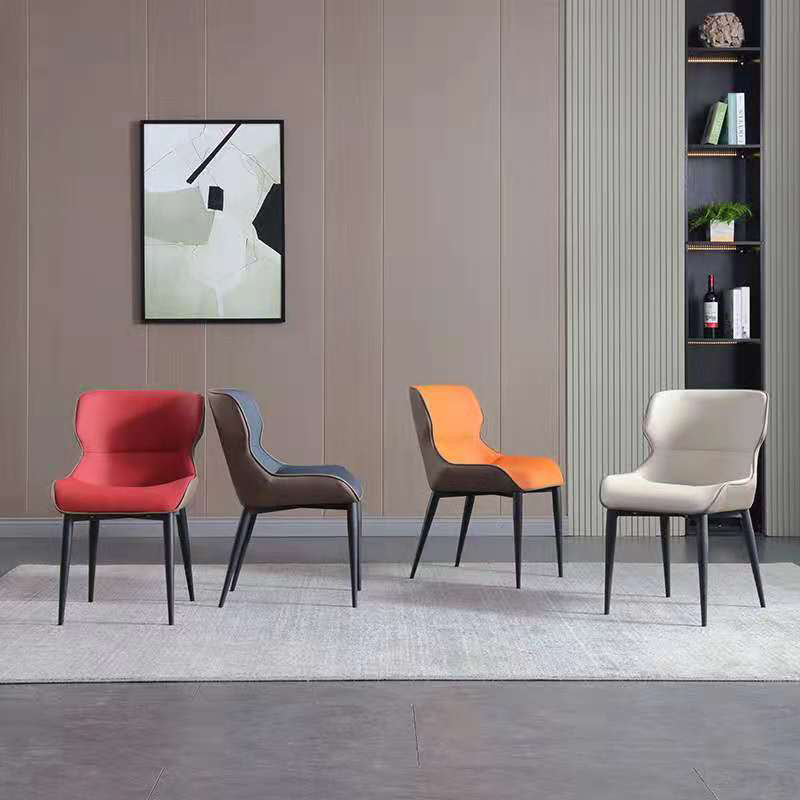 Industrial Design Arm Wingback Side Chair Faux Leather Dining Chairs Clearhalo 'Dining Chairs' 'Dining Tables & Seating' 'dining_chair' 'furn' 'furn_dining_chair' 'Furniture' 'furniture_dining_chair' 'Kitchen & Dining Furniture' 4928225