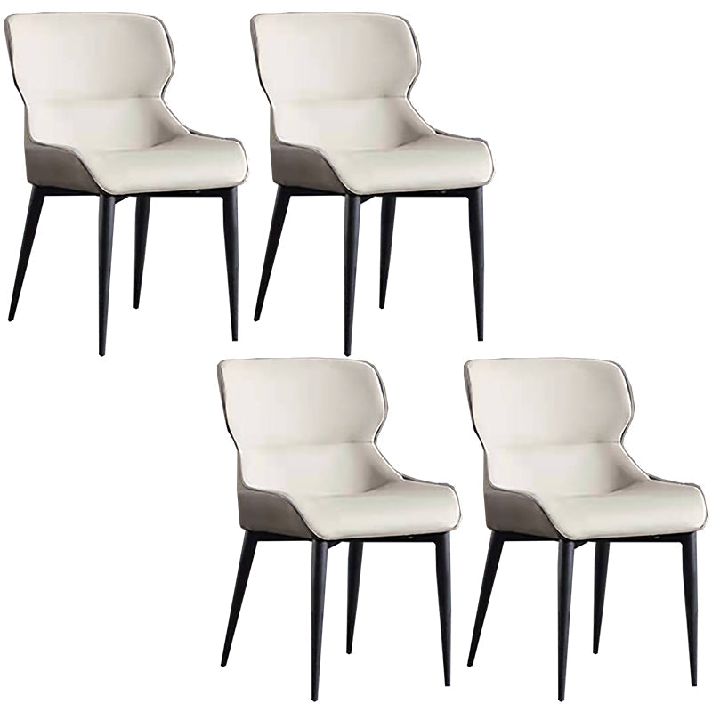 Industrial Design Arm Wingback Side Chair Faux Leather Dining Chairs Off-White 4 Piece Set Clearhalo 'Dining Chairs' 'Dining Tables & Seating' 'dining_chair' 'furn' 'furn_dining_chair' 'Furniture' 'furniture_dining_chair' 'Kitchen & Dining Furniture' 4928226