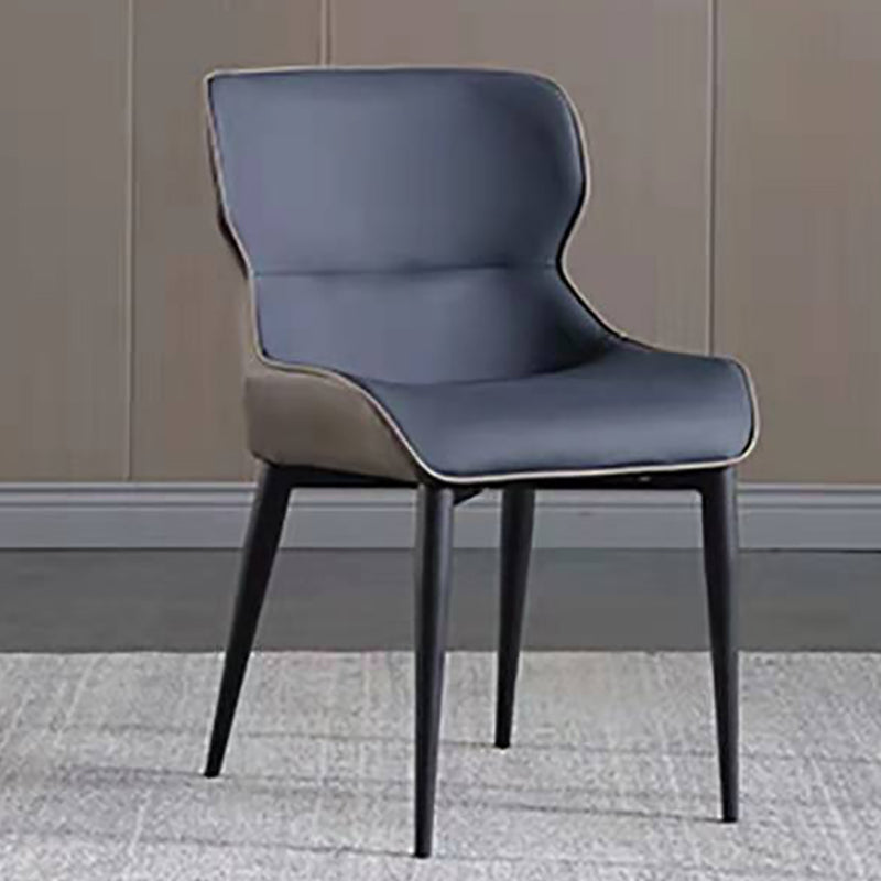 Industrial Design Arm Wingback Side Chair Faux Leather Dining Chairs Blue 1 Piece Clearhalo 'Dining Chairs' 'Dining Tables & Seating' 'dining_chair' 'furn' 'furn_dining_chair' 'Furniture' 'furniture_dining_chair' 'Kitchen & Dining Furniture' 4928227