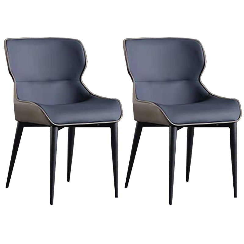 Industrial Design Arm Wingback Side Chair Faux Leather Dining Chairs Blue 2 Piece Set Clearhalo 'Dining Chairs' 'Dining Tables & Seating' 'dining_chair' 'furn' 'furn_dining_chair' 'Furniture' 'furniture_dining_chair' 'Kitchen & Dining Furniture' 4928230