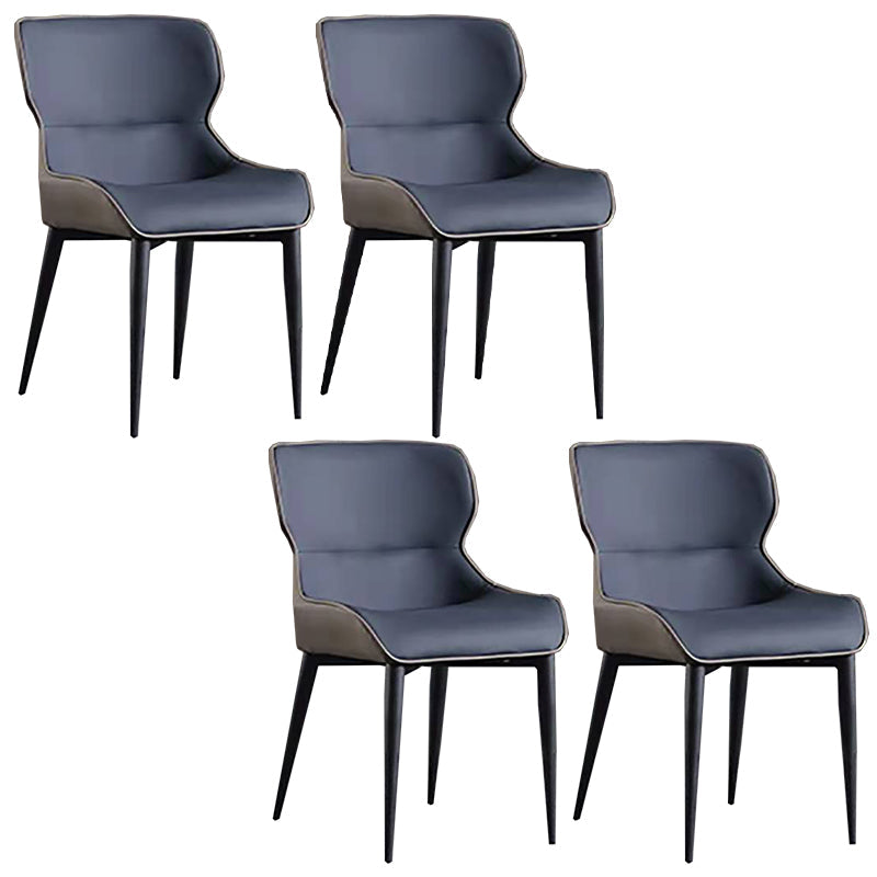 Industrial Design Arm Wingback Side Chair Faux Leather Dining Chairs Blue 4 Piece Set Clearhalo 'Dining Chairs' 'Dining Tables & Seating' 'dining_chair' 'furn' 'furn_dining_chair' 'Furniture' 'furniture_dining_chair' 'Kitchen & Dining Furniture' 4928232