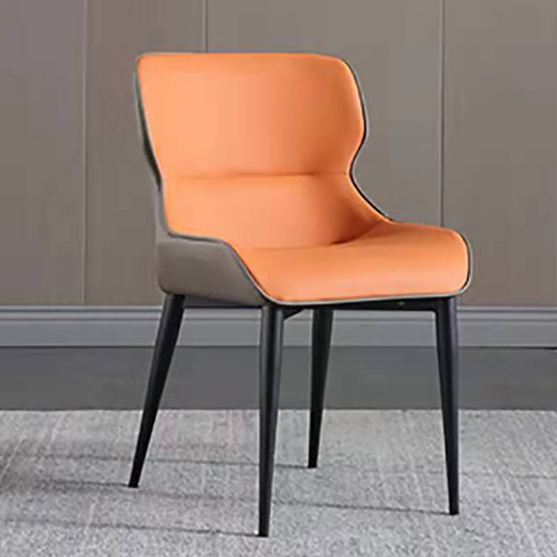 Industrial Design Arm Wingback Side Chair Faux Leather Dining Chairs Orange 1 Piece Clearhalo 'Dining Chairs' 'Dining Tables & Seating' 'dining_chair' 'furn' 'furn_dining_chair' 'Furniture' 'furniture_dining_chair' 'Kitchen & Dining Furniture' 4928234