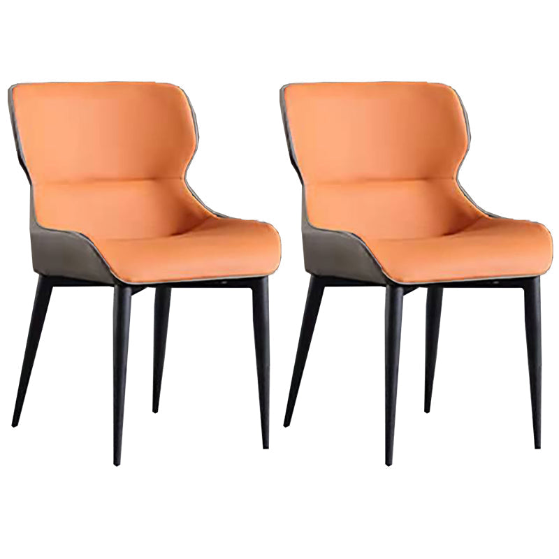 Industrial Design Arm Wingback Side Chair Faux Leather Dining Chairs Orange 2 Piece Set Clearhalo 'Dining Chairs' 'Dining Tables & Seating' 'dining_chair' 'furn' 'furn_dining_chair' 'Furniture' 'furniture_dining_chair' 'Kitchen & Dining Furniture' 4928235
