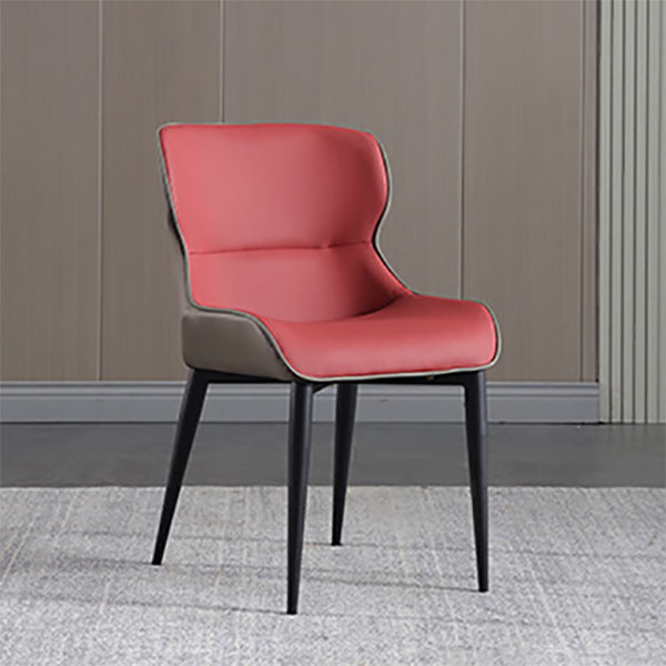 Industrial Design Arm Wingback Side Chair Faux Leather Dining Chairs Red 1 Piece Clearhalo 'Dining Chairs' 'Dining Tables & Seating' 'dining_chair' 'furn' 'furn_dining_chair' 'Furniture' 'furniture_dining_chair' 'Kitchen & Dining Furniture' 4928239