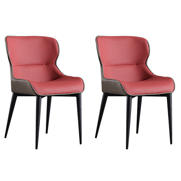 Industrial Design Arm Wingback Side Chair Faux Leather Dining Chairs Red 2 Piece Set Clearhalo 'Dining Chairs' 'Dining Tables & Seating' 'dining_chair' 'furn' 'furn_dining_chair' 'Furniture' 'furniture_dining_chair' 'Kitchen & Dining Furniture' 4928241