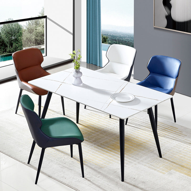 Industrial Design Arm Wingback Side Chair Faux Leather Dining Chairs Clearhalo 'Dining Chairs' 'Dining Tables & Seating' 'dining_chair' 'furn' 'furn_dining_chair' 'Furniture' 'furniture_dining_chair' 'Kitchen & Dining Furniture' 4928242