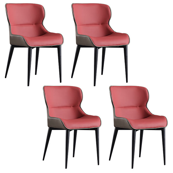 Industrial Design Arm Wingback Side Chair Faux Leather Dining Chairs Red 4 Piece Set Clearhalo 'Dining Chairs' 'Dining Tables & Seating' 'dining_chair' 'furn' 'furn_dining_chair' 'Furniture' 'furniture_dining_chair' 'Kitchen & Dining Furniture' 4928243