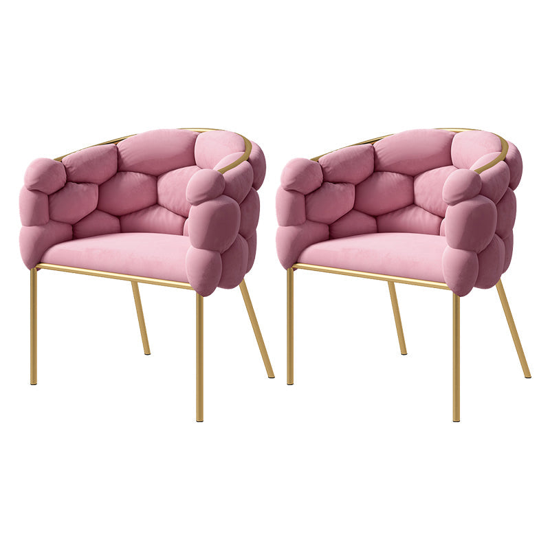 Scandinavian Style Linen Fabric Dining Chair Armless Solid Back Chair Pink 2 Piece Set Clearhalo 'Dining Chairs' 'Dining Tables & Seating' 'dining_chair' 'furn' 'furn_dining_chair' 'Furniture' 'furniture_dining_chair' 'Kitchen & Dining Furniture' 4928254