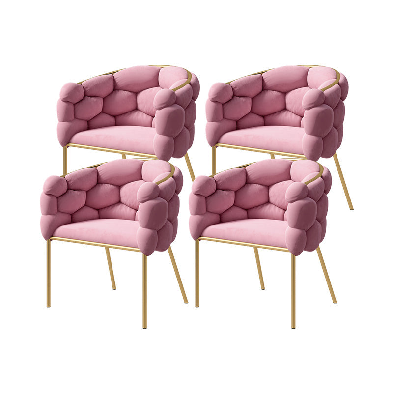 Scandinavian Style Linen Fabric Dining Chair Armless Solid Back Chair Pink 4 Piece Set Clearhalo 'Dining Chairs' 'Dining Tables & Seating' 'dining_chair' 'furn' 'furn_dining_chair' 'Furniture' 'furniture_dining_chair' 'Kitchen & Dining Furniture' 4928256