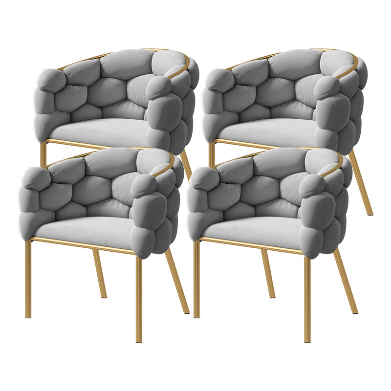 Scandinavian Style Linen Fabric Dining Chair Armless Solid Back Chair Grey 4 Piece Set Clearhalo 'Dining Chairs' 'Dining Tables & Seating' 'dining_chair' 'furn' 'furn_dining_chair' 'Furniture' 'furniture_dining_chair' 'Kitchen & Dining Furniture' 4928261
