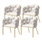 Scandinavian Style Linen Fabric Dining Chair Armless Solid Back Chair Off-White 4 Piece Set Clearhalo 'Dining Chairs' 'Dining Tables & Seating' 'dining_chair' 'furn' 'furn_dining_chair' 'Furniture' 'furniture_dining_chair' 'Kitchen & Dining Furniture' 4928265