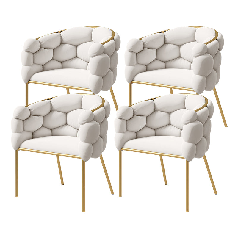 Scandinavian Style Linen Fabric Dining Chair Armless Solid Back Chair Off-White 4 Piece Set Clearhalo 'Dining Chairs' 'Dining Tables & Seating' 'dining_chair' 'furn' 'furn_dining_chair' 'Furniture' 'furniture_dining_chair' 'Kitchen & Dining Furniture' 4928265