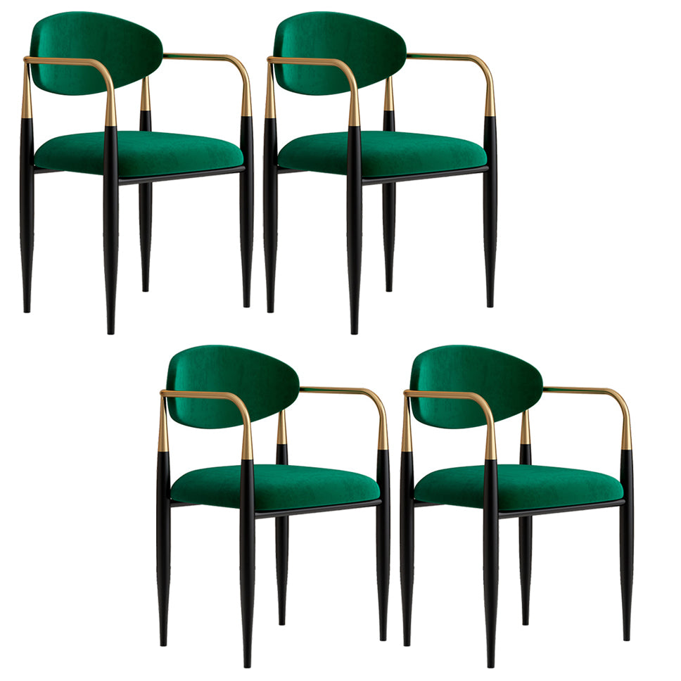 Minimalist Arm Open Back Side Chairs Upholstered Side Chairs Blackish Green Set of 4 Clearhalo 'Dining Chairs' 'Dining Tables & Seating' 'dining_chair' 'Furniture' 'furniture_dining_chair' 'Kitchen & Dining Furniture' 4928268