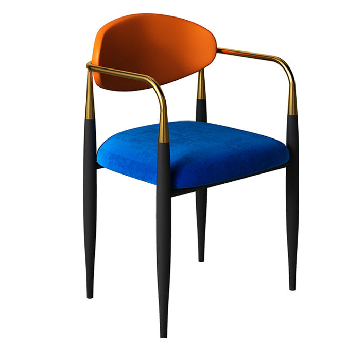 Minimalist Arm Open Back Side Chairs Upholstered Side Chairs Blue-Orange 1 Piece Clearhalo 'Dining Chairs' 'Dining Tables & Seating' 'dining_chair' 'Furniture' 'furniture_dining_chair' 'Kitchen & Dining Furniture' 4928269