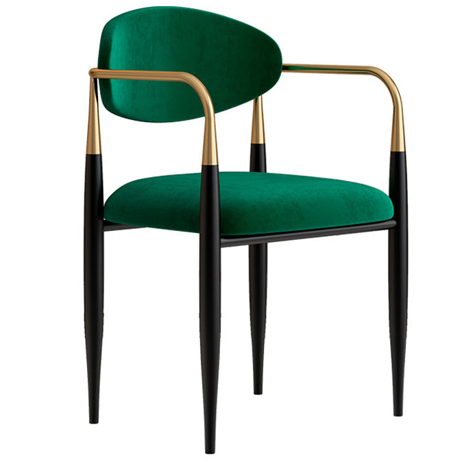 Minimalist Arm Open Back Side Chairs Upholstered Side Chairs Blackish Green 1 Piece Clearhalo 'Dining Chairs' 'Dining Tables & Seating' 'dining_chair' 'Furniture' 'furniture_dining_chair' 'Kitchen & Dining Furniture' 4928271