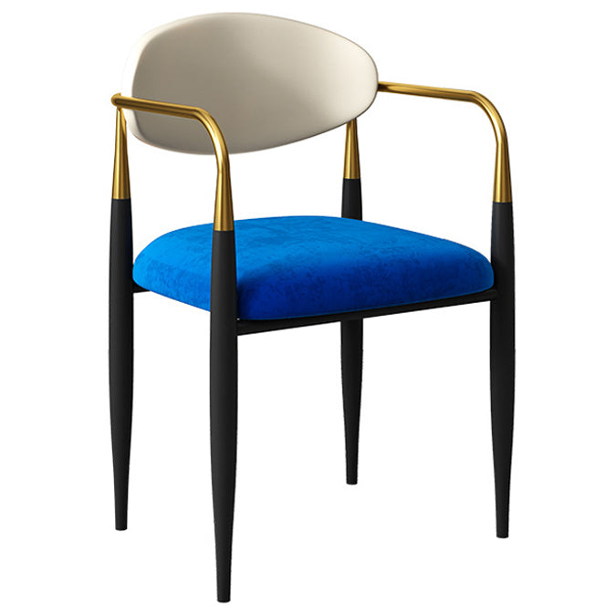 Minimalist Arm Open Back Side Chairs Upholstered Side Chairs Sky Blue-White 1 Piece Clearhalo 'Dining Chairs' 'Dining Tables & Seating' 'dining_chair' 'Furniture' 'furniture_dining_chair' 'Kitchen & Dining Furniture' 4928275