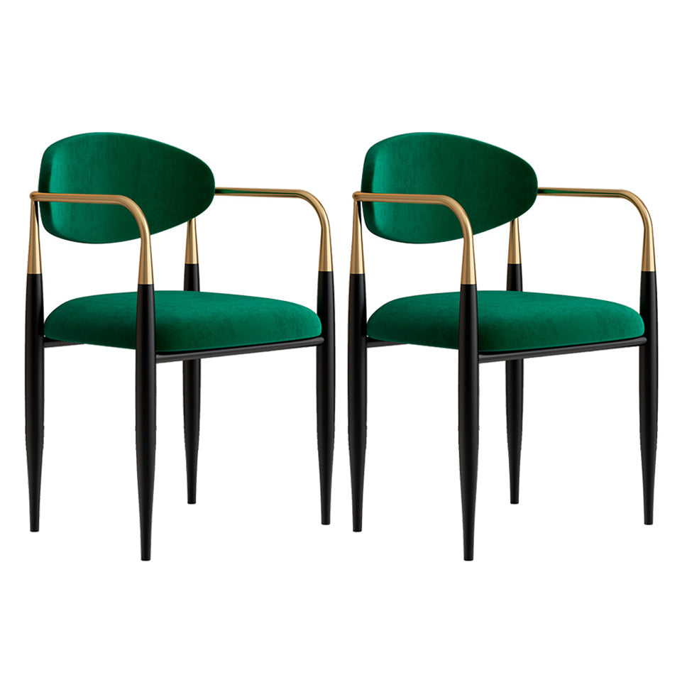 Minimalist Arm Open Back Side Chairs Upholstered Side Chairs Blackish Green Set of 2 Clearhalo 'Dining Chairs' 'Dining Tables & Seating' 'dining_chair' 'Furniture' 'furniture_dining_chair' 'Kitchen & Dining Furniture' 4928277