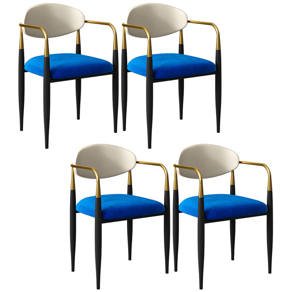 Minimalist Arm Open Back Side Chairs Upholstered Side Chairs Sky Blue-White Set of 4 Clearhalo 'Dining Chairs' 'Dining Tables & Seating' 'dining_chair' 'Furniture' 'furniture_dining_chair' 'Kitchen & Dining Furniture' 4928280