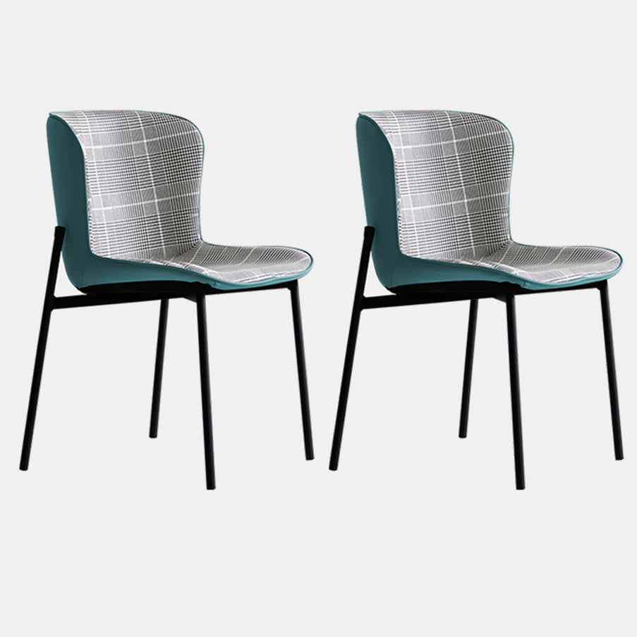Minimalist Armless Solid Back Chair Linen Dining Chairs for Home Turquoise 2 Piece Set Clearhalo 'Dining Chairs' 'Dining Tables & Seating' 'dining_chair' 'furn' 'furn_dining_chair' 'Furniture' 'furniture_dining_chair' 'Kitchen & Dining Furniture' 4928298
