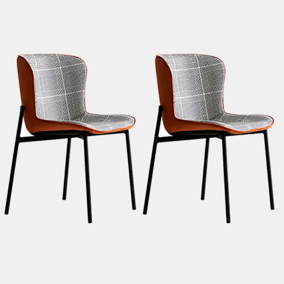 Minimalist Armless Solid Back Chair Linen Dining Chairs for Home Orange 2 Piece Set Clearhalo 'Dining Chairs' 'Dining Tables & Seating' 'dining_chair' 'furn' 'furn_dining_chair' 'Furniture' 'furniture_dining_chair' 'Kitchen & Dining Furniture' 4928301