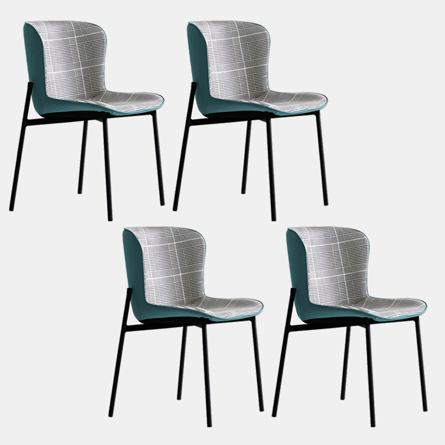 Minimalist Armless Solid Back Chair Linen Dining Chairs for Home Turquoise 4 Piece Set Clearhalo 'Dining Chairs' 'Dining Tables & Seating' 'dining_chair' 'furn' 'furn_dining_chair' 'Furniture' 'furniture_dining_chair' 'Kitchen & Dining Furniture' 4928304