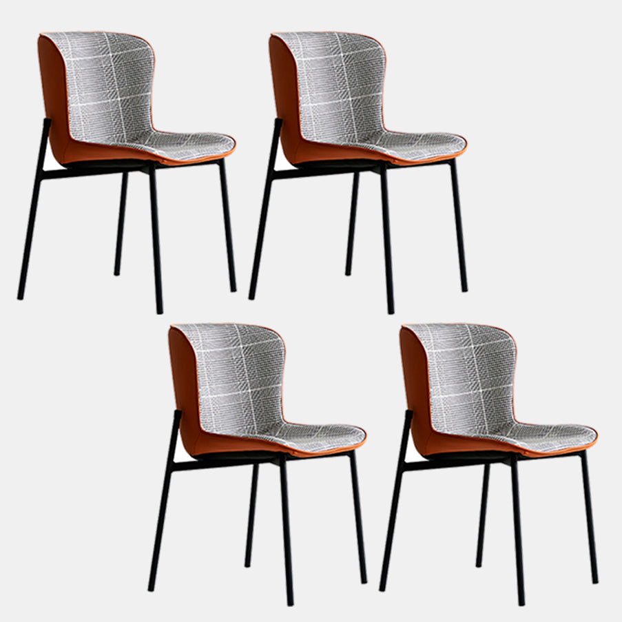 Minimalist Armless Solid Back Chair Linen Dining Chairs for Home Orange 4 Piece Set Clearhalo 'Dining Chairs' 'Dining Tables & Seating' 'dining_chair' 'furn' 'furn_dining_chair' 'Furniture' 'furniture_dining_chair' 'Kitchen & Dining Furniture' 4928305