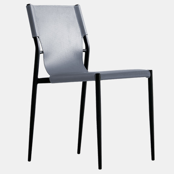 Minimalist Leather Dining Chairs Armless Solid Back Chairs for Kitchen Silver Gray 1 Piece Clearhalo 'Dining Chairs' 'Dining Tables & Seating' 'dining_chair' 'furn' 'furn_dining_chair' 'Furniture' 'furniture_dining_chair' 'Kitchen & Dining Furniture' 4928311