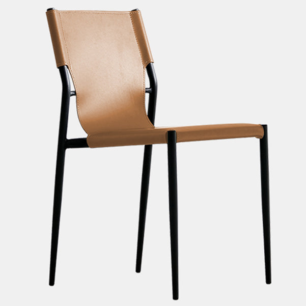 Minimalist Leather Dining Chairs Armless Solid Back Chairs for Kitchen Orange 1 Piece Clearhalo 'Dining Chairs' 'Dining Tables & Seating' 'dining_chair' 'furn' 'furn_dining_chair' 'Furniture' 'furniture_dining_chair' 'Kitchen & Dining Furniture' 4928313