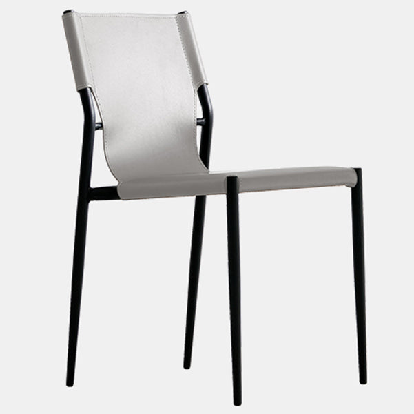 Minimalist Leather Dining Chairs Armless Solid Back Chairs for Kitchen Grey 1 Piece Clearhalo 'Dining Chairs' 'Dining Tables & Seating' 'dining_chair' 'furn' 'furn_dining_chair' 'Furniture' 'furniture_dining_chair' 'Kitchen & Dining Furniture' 4928316