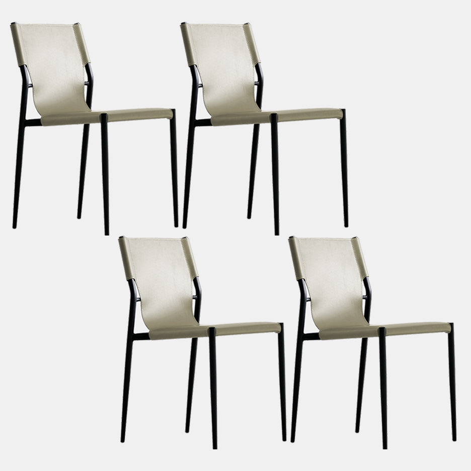 Minimalist Leather Dining Chairs Armless Solid Back Chairs for Kitchen Gray-Green 4 Piece Set Clearhalo 'Dining Chairs' 'Dining Tables & Seating' 'dining_chair' 'furn' 'furn_dining_chair' 'Furniture' 'furniture_dining_chair' 'Kitchen & Dining Furniture' 4928323