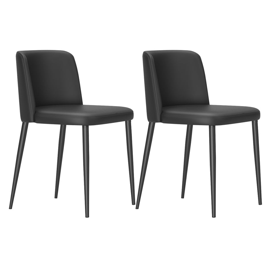 Minimalist Upholstered Armless Dining Chairs Solid Back Chairs Black 2 Piece Set Clearhalo 'Dining Chairs' 'Dining Tables & Seating' 'dining_chair' 'furn' 'furn_dining_chair' 'Furniture' 'furniture_dining_chair' 'Kitchen & Dining Furniture' 4928339