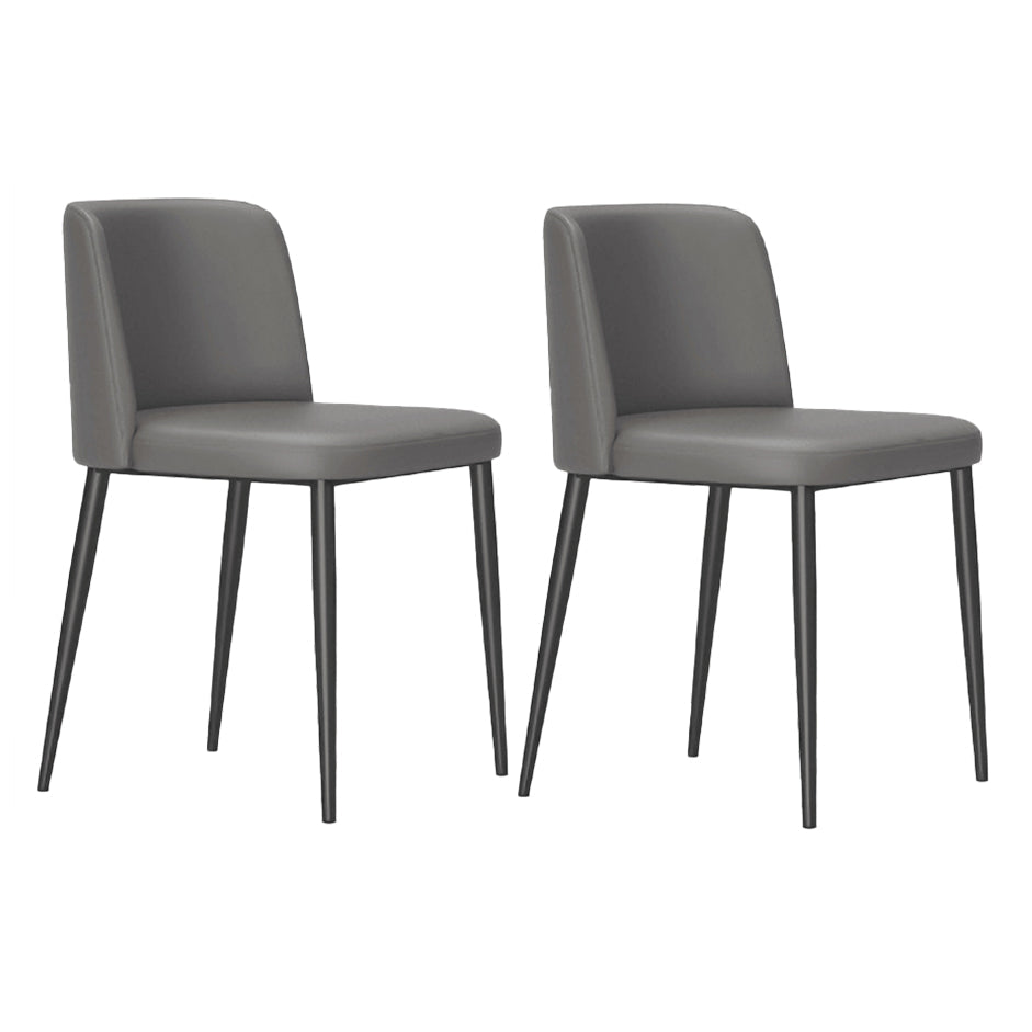 Minimalist Upholstered Armless Dining Chairs Solid Back Chairs Dark Gray 2 Piece Set Clearhalo 'Dining Chairs' 'Dining Tables & Seating' 'dining_chair' 'furn' 'furn_dining_chair' 'Furniture' 'furniture_dining_chair' 'Kitchen & Dining Furniture' 4928341