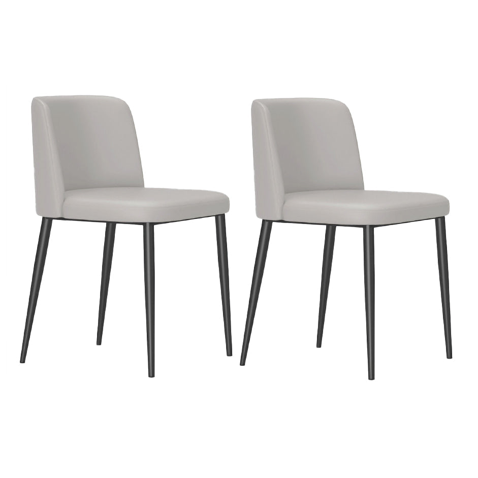 Minimalist Upholstered Armless Dining Chairs Solid Back Chairs Light Gray 2 Piece Set Clearhalo 'Dining Chairs' 'Dining Tables & Seating' 'dining_chair' 'furn' 'furn_dining_chair' 'Furniture' 'furniture_dining_chair' 'Kitchen & Dining Furniture' 4928343