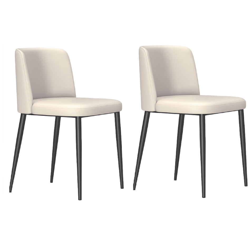 Minimalist Upholstered Armless Dining Chairs Solid Back Chairs Beige 2 Piece Set Clearhalo 'Dining Chairs' 'Dining Tables & Seating' 'dining_chair' 'furn' 'furn_dining_chair' 'Furniture' 'furniture_dining_chair' 'Kitchen & Dining Furniture' 4928347