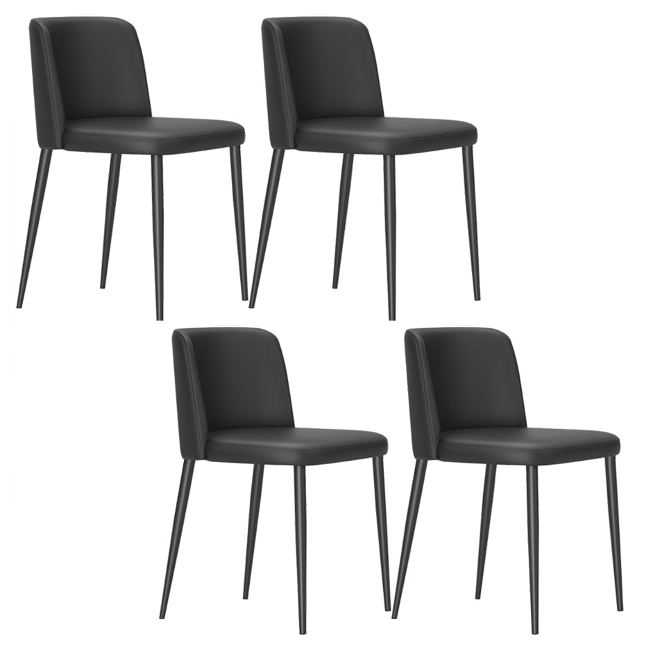 Minimalist Upholstered Armless Dining Chairs Solid Back Chairs Black 4 Piece Set Clearhalo 'Dining Chairs' 'Dining Tables & Seating' 'dining_chair' 'furn' 'furn_dining_chair' 'Furniture' 'furniture_dining_chair' 'Kitchen & Dining Furniture' 4928350