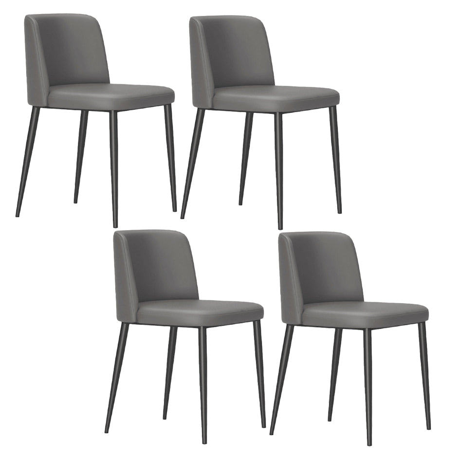 Minimalist Upholstered Armless Dining Chairs Solid Back Chairs Dark Gray 4 Piece Set Clearhalo 'Dining Chairs' 'Dining Tables & Seating' 'dining_chair' 'furn' 'furn_dining_chair' 'Furniture' 'furniture_dining_chair' 'Kitchen & Dining Furniture' 4928352