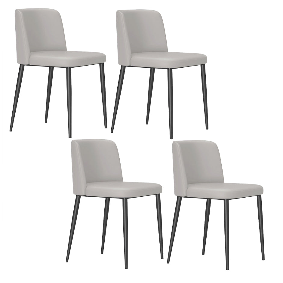 Minimalist Upholstered Armless Dining Chairs Solid Back Chairs Light Gray 4 Piece Set Clearhalo 'Dining Chairs' 'Dining Tables & Seating' 'dining_chair' 'furn' 'furn_dining_chair' 'Furniture' 'furniture_dining_chair' 'Kitchen & Dining Furniture' 4928354