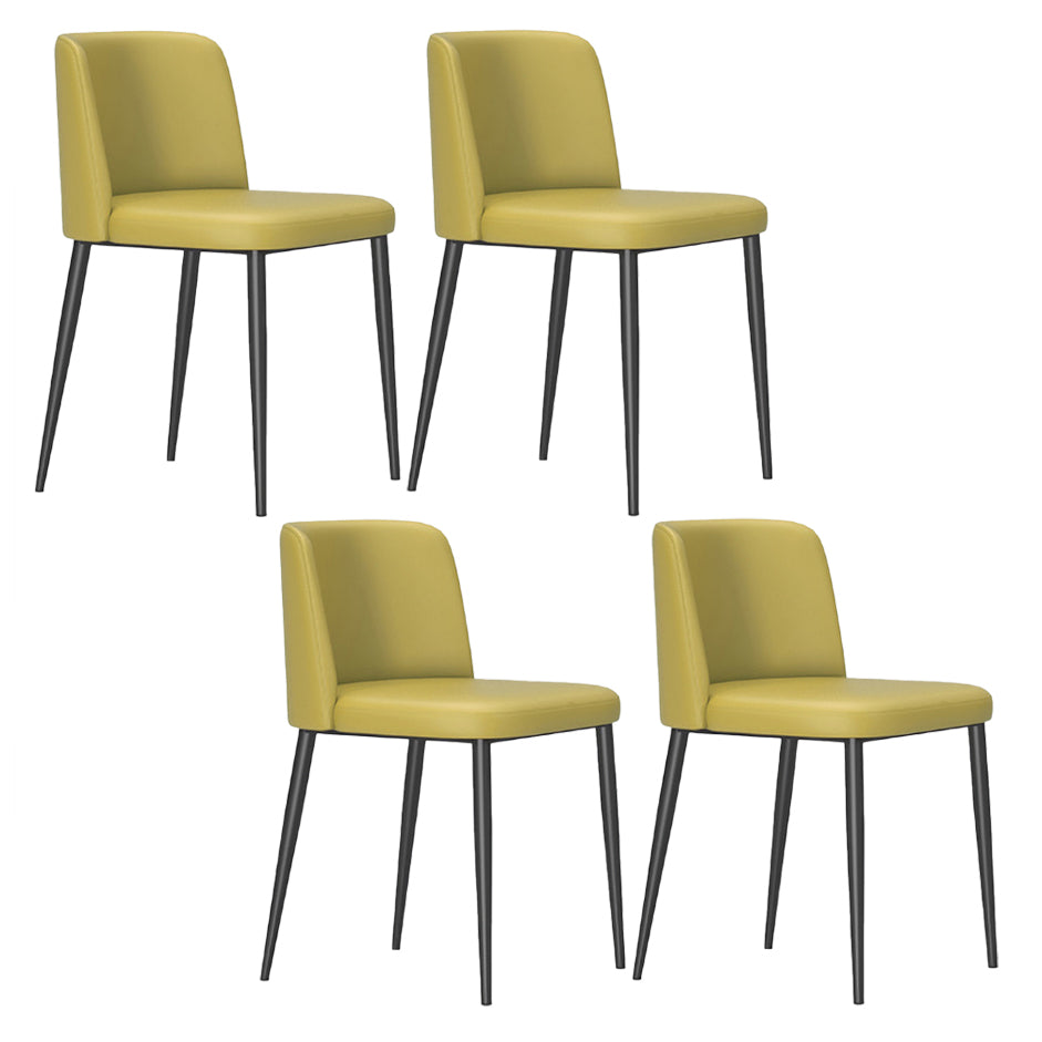 Minimalist Upholstered Armless Dining Chairs Solid Back Chairs Yellow 4 Piece Set Clearhalo 'Dining Chairs' 'Dining Tables & Seating' 'dining_chair' 'furn' 'furn_dining_chair' 'Furniture' 'furniture_dining_chair' 'Kitchen & Dining Furniture' 4928355
