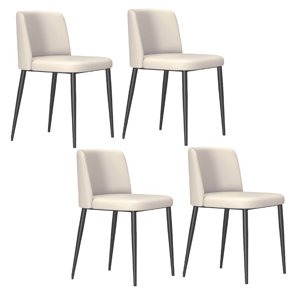 Minimalist Upholstered Armless Dining Chairs Solid Back Chairs Beige 4 Piece Set Clearhalo 'Dining Chairs' 'Dining Tables & Seating' 'dining_chair' 'furn' 'furn_dining_chair' 'Furniture' 'furniture_dining_chair' 'Kitchen & Dining Furniture' 4928356