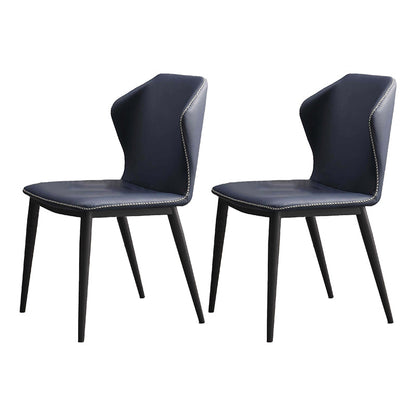 Contemporary Chair Dining Armless Chairs for Kitchen with Metal Legs Dark Blue 2 Piece Set Clearhalo 'Dining Chairs' 'Dining Tables & Seating' 'dining_chair' 'furn' 'furn_dining_chair' 'Furniture' 'furniture_dining_chair' 'Kitchen & Dining Furniture' 4928359