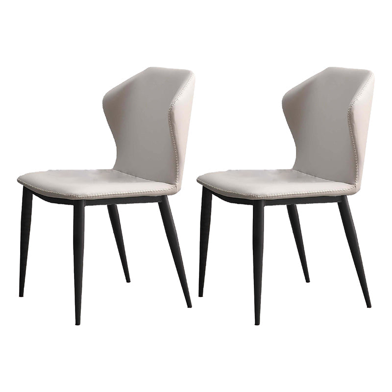 Contemporary Chair Dining Armless Chairs for Kitchen with Metal Legs Off-White 2 Piece Set Clearhalo 'Dining Chairs' 'Dining Tables & Seating' 'dining_chair' 'furn' 'furn_dining_chair' 'Furniture' 'furniture_dining_chair' 'Kitchen & Dining Furniture' 4928360
