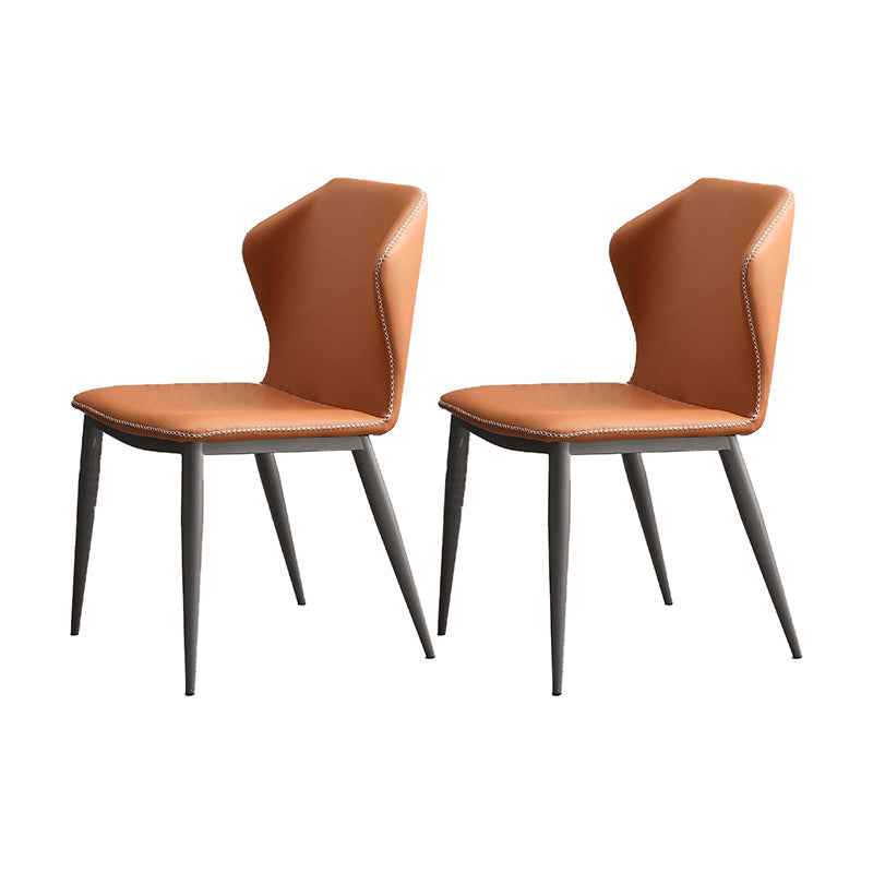 Contemporary Chair Dining Armless Chairs for Kitchen with Metal Legs Orange-Red 2 Piece Set Clearhalo 'Dining Chairs' 'Dining Tables & Seating' 'dining_chair' 'furn' 'furn_dining_chair' 'Furniture' 'furniture_dining_chair' 'Kitchen & Dining Furniture' 4928362