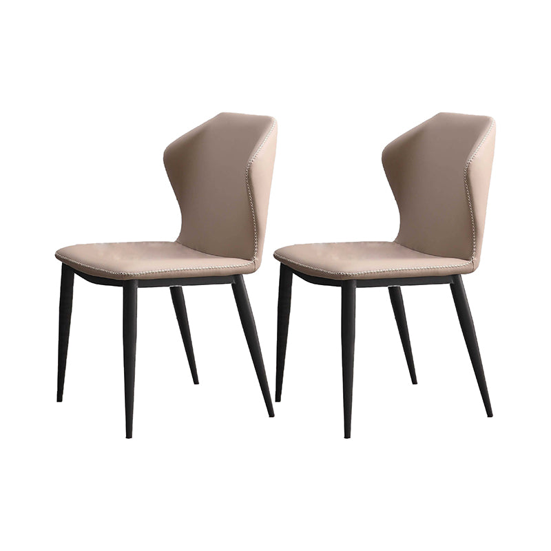 Contemporary Chair Dining Armless Chairs for Kitchen with Metal Legs Apricot 2 Piece Set Clearhalo 'Dining Chairs' 'Dining Tables & Seating' 'dining_chair' 'furn' 'furn_dining_chair' 'Furniture' 'furniture_dining_chair' 'Kitchen & Dining Furniture' 4928364
