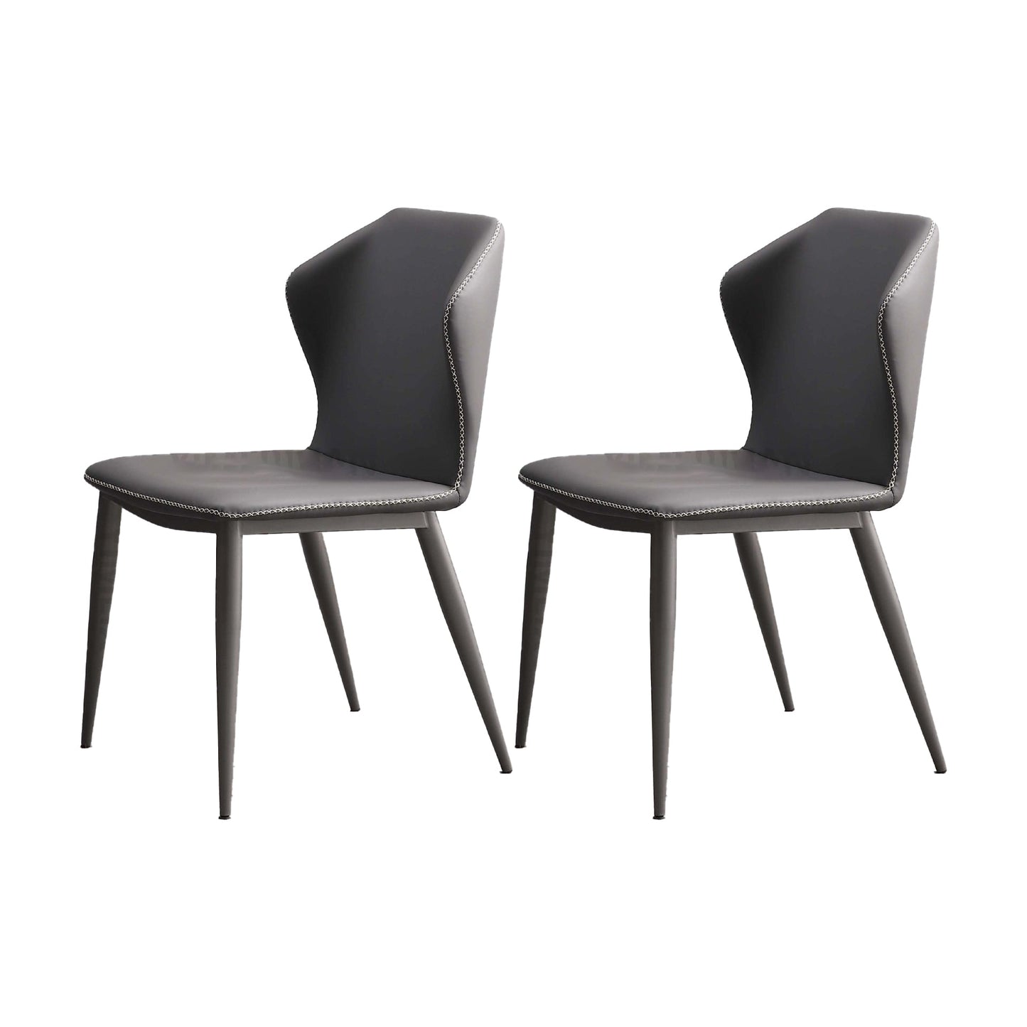 Contemporary Chair Dining Armless Chairs for Kitchen with Metal Legs Dark Gray 2 Piece Set Clearhalo 'Dining Chairs' 'Dining Tables & Seating' 'dining_chair' 'furn' 'furn_dining_chair' 'Furniture' 'furniture_dining_chair' 'Kitchen & Dining Furniture' 4928368